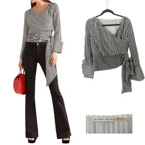 Alice + Olivia Striped Wrap Top